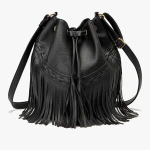 🆕 Leather Bucket Bags for Women Crossbody Fringe Purses